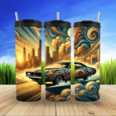 Urban Car Fusion tegen futuristisch stadsbeeld Thermosbeker