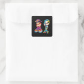 Urban Cartoon Duo Tee Vierkante Sticker (Tas)