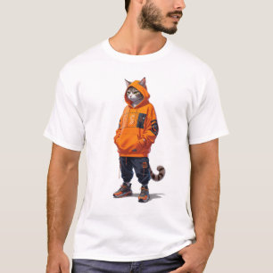Urban Cat Vibes - futuristisch streetwear design T-shirt