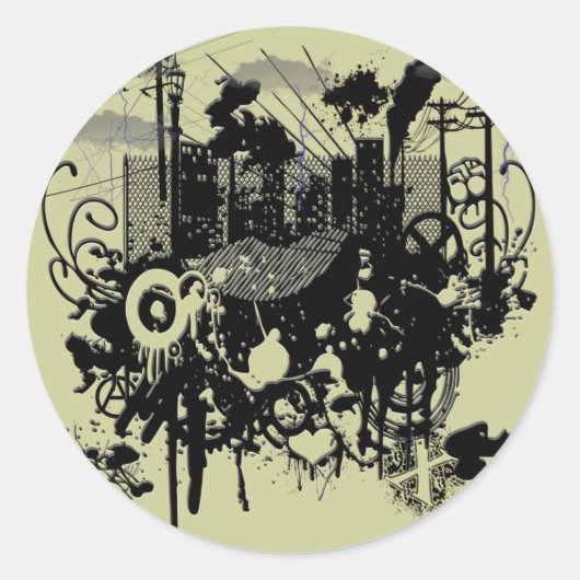 Urban Chaos Ronde Sticker (Voorkant)
