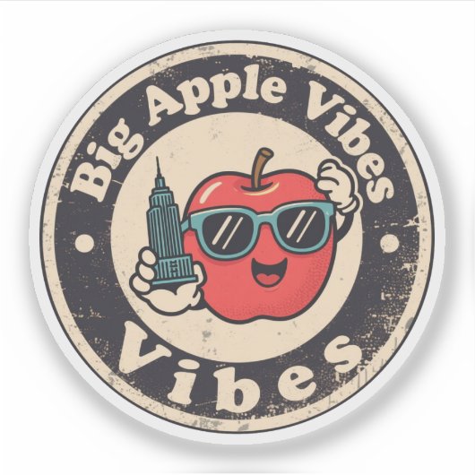 Urban Charm_ New York Apple Style Sticker (Voorkant)