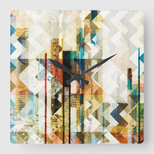 Urban Chevron II Vierkante Klok (Voorkant)