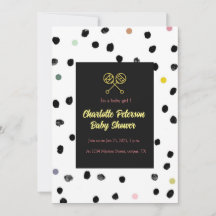 Urban Chic Baby shower Uitnodiging met Polka Dot P