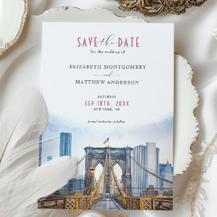Urban Chic Brooklyn Bridge Save the Date Silhouett Kaart