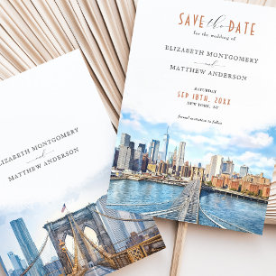 Urban Chic Brooklyn Bridge Save the Date Silhouett Kaart