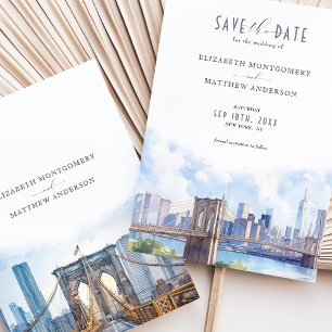 Urban Chic Brooklyn Bridge Save the Date Silhouett Kaart