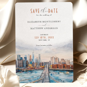 Urban Chic Brooklyn Bridge Save the Date Silhouett Kaart