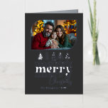 Urban Chic Hand Drawn Merry Christmas Photo Folie Feestdagenkaart<br><div class="desc">Send festive cheer with this real foil Christmas Photo Card featuring a whimsical hand drawn “Merry Christmas” design. The elegant metallic foil shines against a bold background, paired with your favorite holiday photos for a modern yet cozy look. A stylish way to share your warmest Christmas wishes with family and...</div>