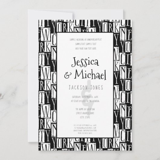 Urban Chic New York City Wedding Invitations Kaart (Voorkant)
