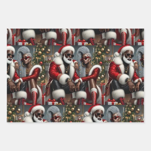 Urban Chic Santa  Wrapping Paper Sheets (Voorkant)