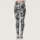 Urban Chic Zwart-Wit Graffiti Leggings (Voorkant)