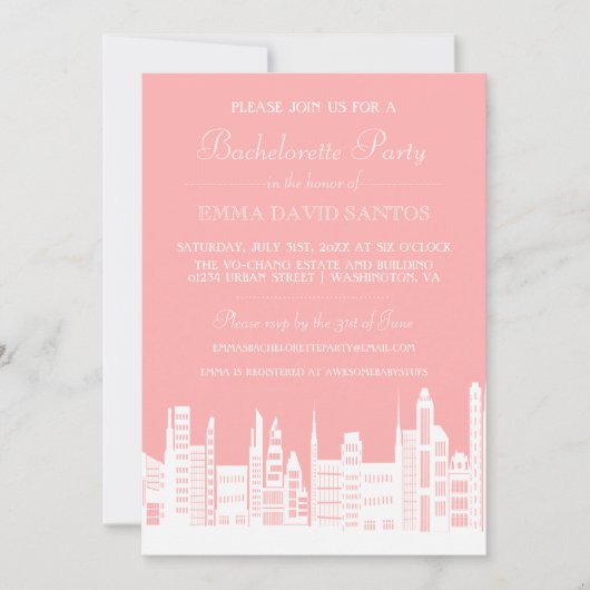 Urban City Bachelorette Party Uitnodigingen (Voorkant)