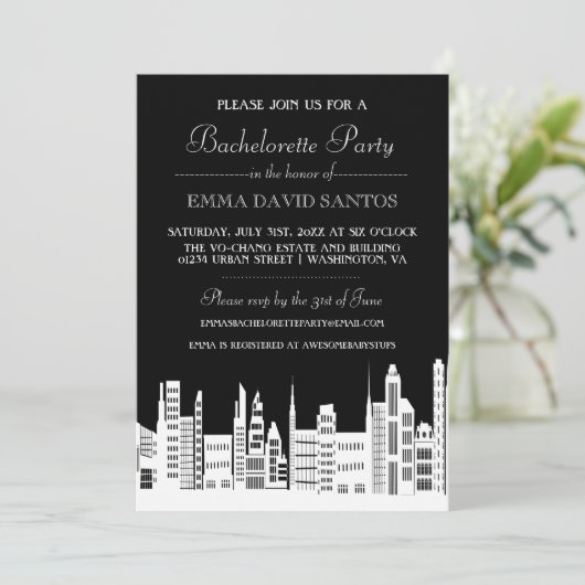 Urban City Bachelorette Party Uitnodigingen (Staand voorkant)