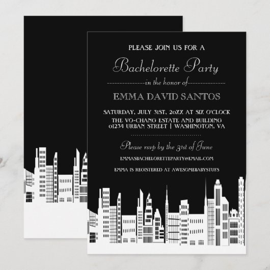Urban City Bachelorette Party Uitnodigingen (Voorkant / Achterkant)