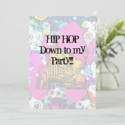 Urban City Graffiti Verf Splatter Hiphop Party Kaart (Staand voorkant)