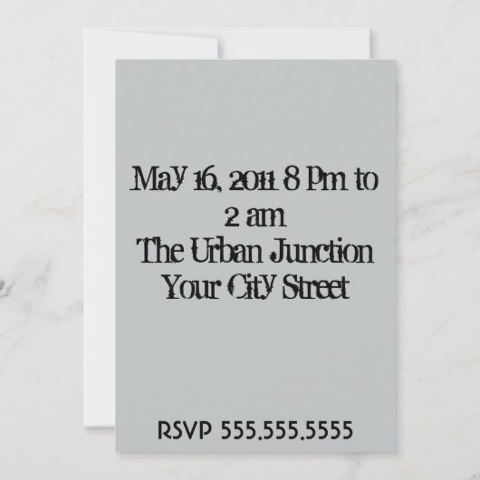 Urban City Graffiti Verf Splatter Hiphop Party Kaart (Achterkant)