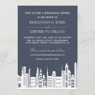 Urban City Rehearsal Dinner Invitations Kaart