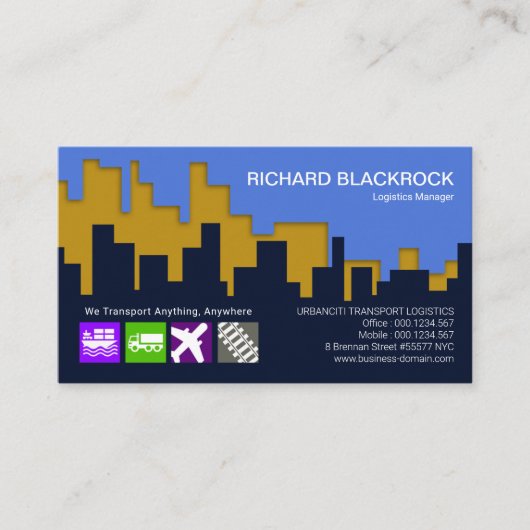 Urban City Skyline Silhouette Logistics Visitekaartje (Voorkant)