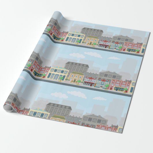 Urban City Wrapping Paper Cadeaupapier (Uitgerold)