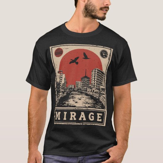 Urban Cityscape Illusion Film Noir Design T-shirt (Voorkant)
