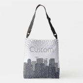 Urban Cityscape Shades of Grey Custom Text Crossbody Tas (Achterkant)