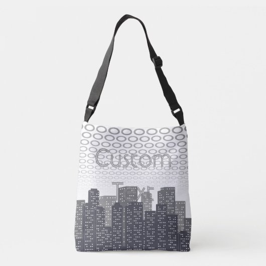 Urban Cityscape Shades of Grey Custom Text Crossbody Tas (Achterkant)