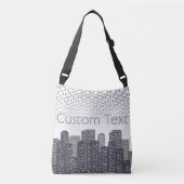 Urban Cityscape Shades of Grey Custom Text Crossbody Tas (Voorkant)
