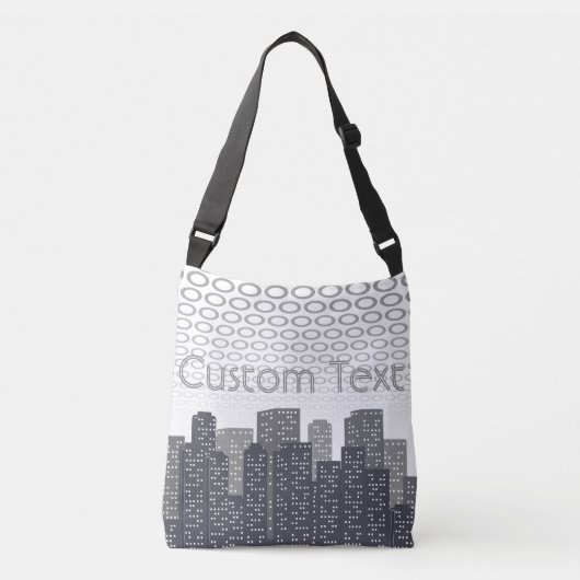 Urban Cityscape Shades of Grey Custom Text Crossbody Tas (Voorkant)