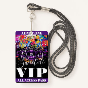 Urban Club Hip Hop Dance Sweet 16 VIP Pass Badge