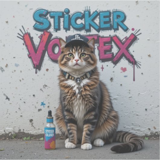 Urban Cool Cat Vinyl Sticker Graffiti Street Style (Voorkant)