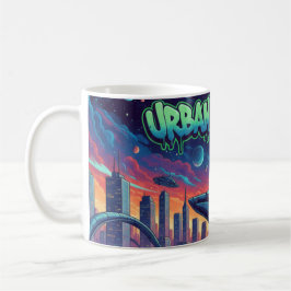 Urban Cosmos Graffiti Spaceship Futuristic Neon Koffiemok