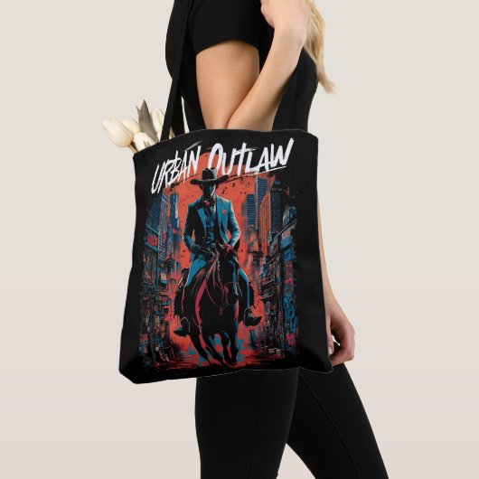 Urban Cowboy Graffiti Edgy Modern Western Tote Bag (Dichtbij)