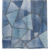 Urban Denim: noodlijdende patchwork ontwerp Douchegordijn (Voorkant)