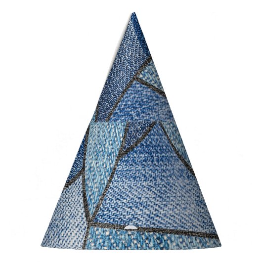 Urban Denim: noodlijdende patchwork ontwerp Feesthoedjes (Links)