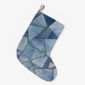 Urban Denim: noodlijdende patchwork ontwerp Kleine Kerstsok (Voorkant (Hangend))