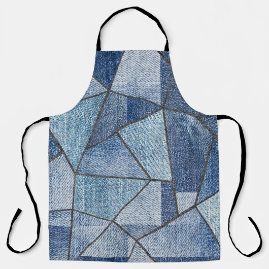 Urban Denim: noodlijdende patchwork ontwerp Schort (Voorkant)