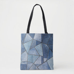 Urban Denim: noodlijdende patchwork ontwerp Tote Bag
