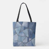 Urban Denim: noodlijdende patchwork ontwerp Tote Bag (Achterkant)