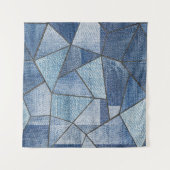 Urban Denim: noodlijdende patchwork ontwerp Wandkleed (Voorkant)