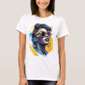 Urban Diva - Vetgedrukte Vector Portret van Retro T-shirt (Voorkant)