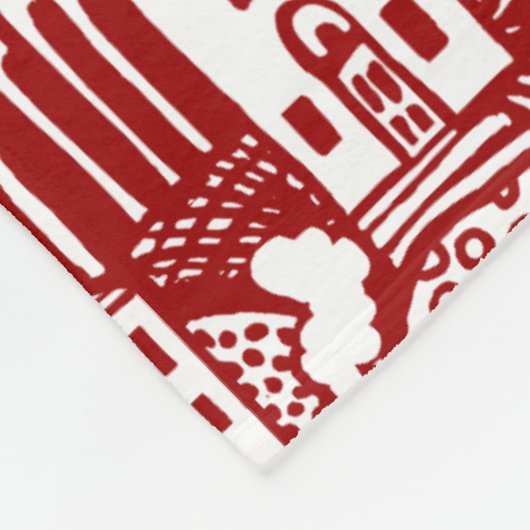 Urban Dream - Ruby Red en White Fleece Deken (Hoek)