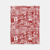 Urban Dream - Ruby Red en White Fleece Deken (Voorkant)