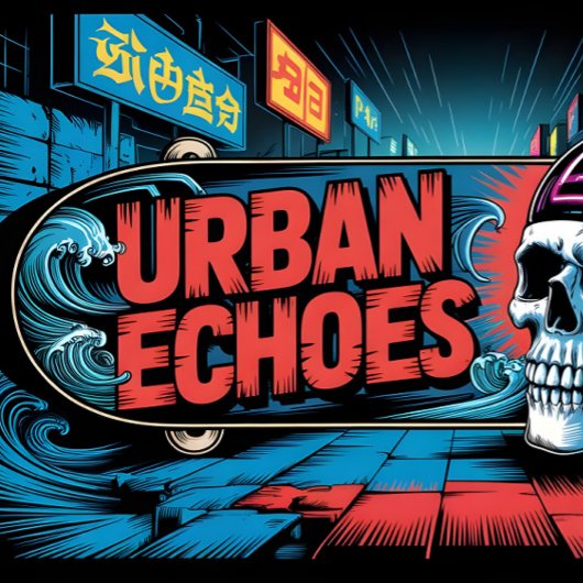 Urban Echoes Neon Ukiyo-E Graffiti Art Persoonlijk Skateboard