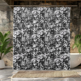 Urban Edge Zwart-wit Graffiti Douchegordijn