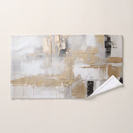 Urban Elegance: Abstracte Fusion B & W & Gold Bad Handdoek (Handdoek)