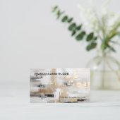 Urban Elegance: Abstracte Fusion B & W & Gold Visitekaartje (Staand voorkant)