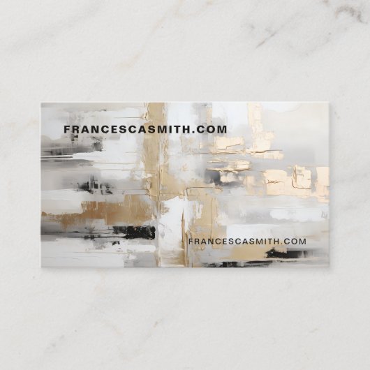 Urban Elegance: Abstracte Fusion B & W & Gold Visitekaartje (Voorkant)