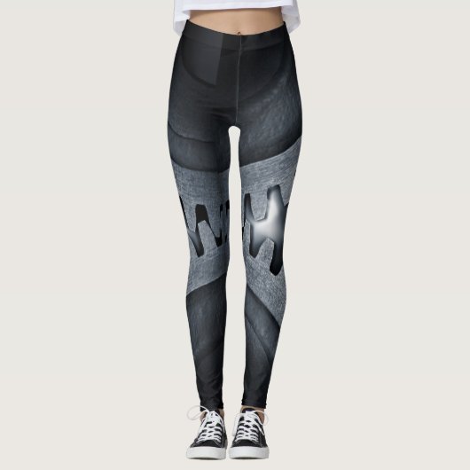 Urban Elegance Retro Flair - Steampunk Gear Wheel Leggings (Voorkant)