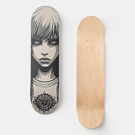 Urban Emo Meisje Cyber 2K Persoonlijk Skateboard (Voorkant)