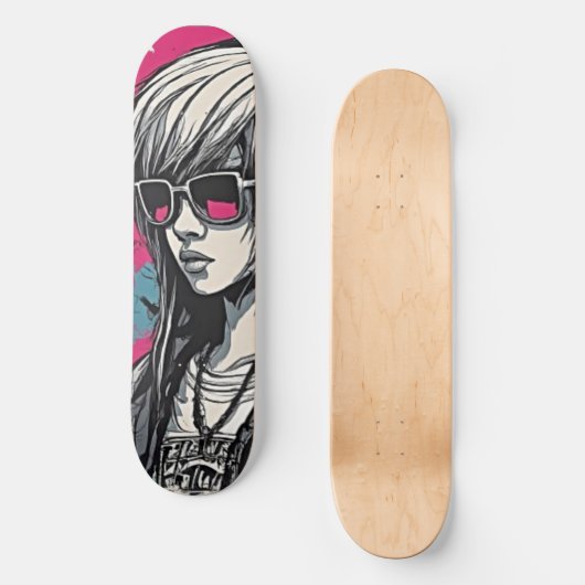 Urban Emo Meisje Cyber Art Persoonlijk Skateboard (Voorkant)